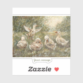 Water Play Whimsical Farmhouse Duck Family Pond Aufkleber