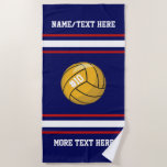 Water Polo Ball Team Player Name Red White Blue Strandtuch<br><div class="desc">Cooles Water Polo Badetuch, das perfekt für einen Wasserpolo-Spieler oder ein Team oder einen Coach ist. Ändern Sie die Farbe entsprechend den Farben Ihres Teams. Dieses rote, weiße und blaue Design zeichnet sich durch ein Wasser-Polo-Ball-Set gegen ein gestreiftes Design aus. Fügen Sie die Nummer Ihres Spielers (oder löschen) zwei Zeilen...</div>