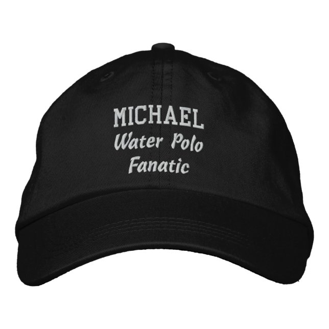 Water Polo Fanatic Individuelle Name V08D Bestickte Baseballkappe (Vorderseite)