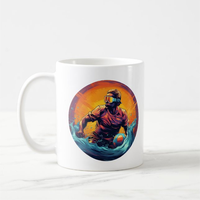 Water Polo Player Colorful Waterpolo Kaffeetasse (Links)