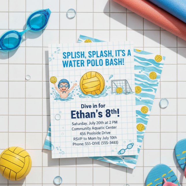 Water Polo Pool Party Boy Birthday Invitation Einladung (Von Creator hochgeladen)