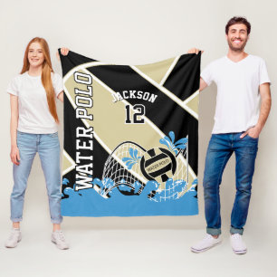 Water Polo 🤽 ♀️ Sport in Gold, Schwarz und Weiß F Fleecedecke
