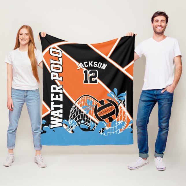 Water Polo 🤽 ♀️ Sport in Orange, Black und White Fleecedecke (Beispiel)