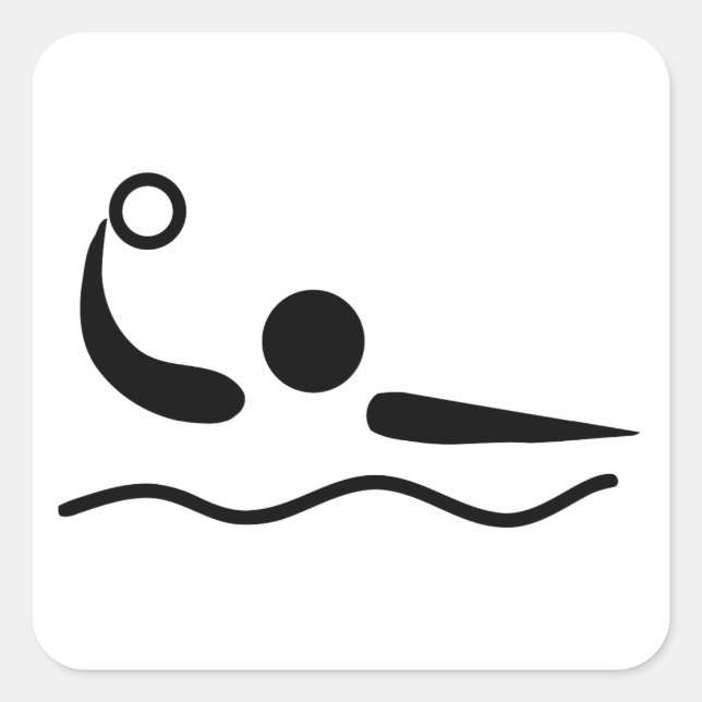 Water Polo Waterpolo Piktogramm Quadratischer Aufkleber (Vorderseite)