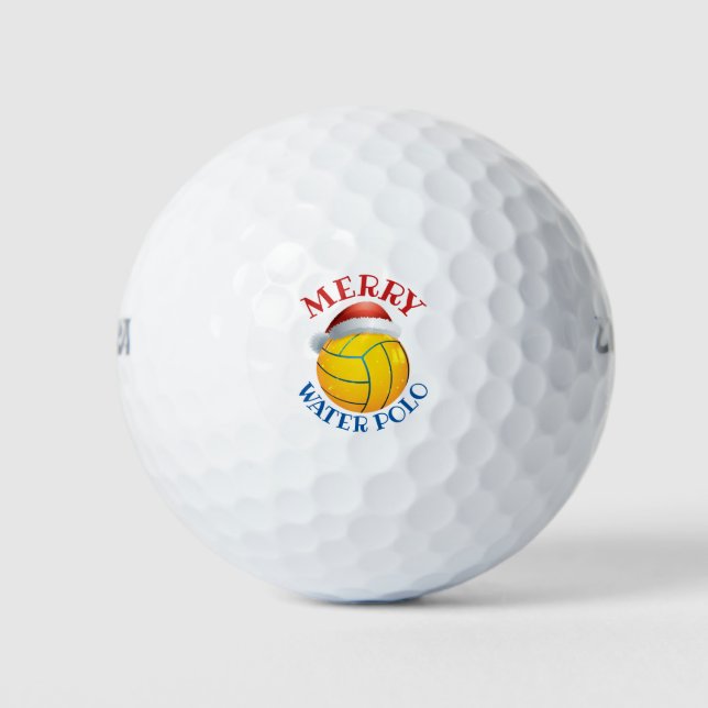 Water Polo Weihnachtsball mit Weihnachtsmannmütze Golfball (Vorderseite)