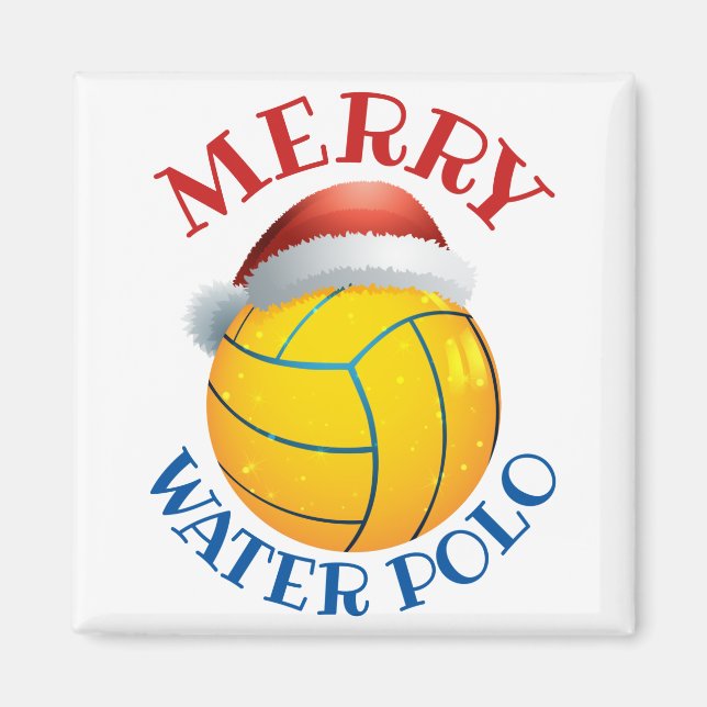 Water Polo Weihnachtsball mit Weihnachtsmannmütze Magnet (Vorne)