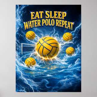 Water Polo Wellen Clash Energie Poster