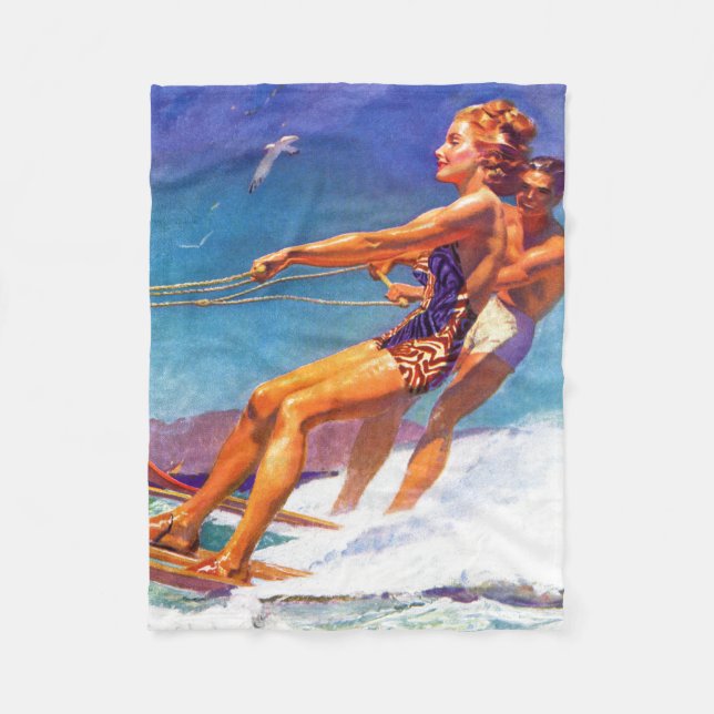Water Skier von McClelland Barclay Fleecedecke (Vorderseite)