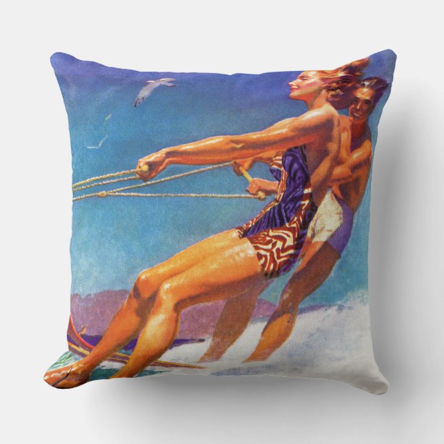 Water Skier von McClelland Barclay Kissen (Vorderseite)