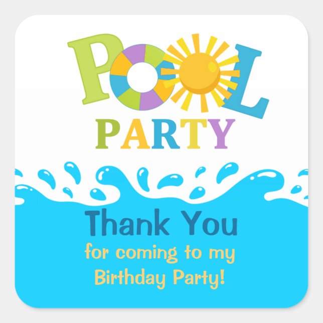Water Splash Boy Pool Party Danke Aufkleber (Vorderseite)