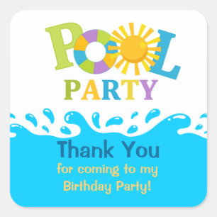 Water Splash Boy Pool Party Danke Aufkleber
