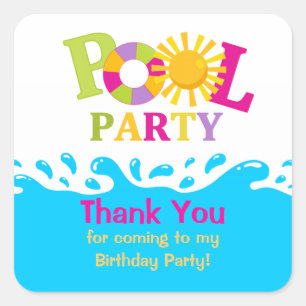 Water Splash Girl Pool Party Danke Sticker
