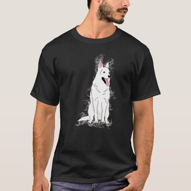 Water Splash Proton Science White German Shepherd T-Shirt (Vorderseite)