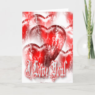 Water-splashed hearts I Love You Card Karte