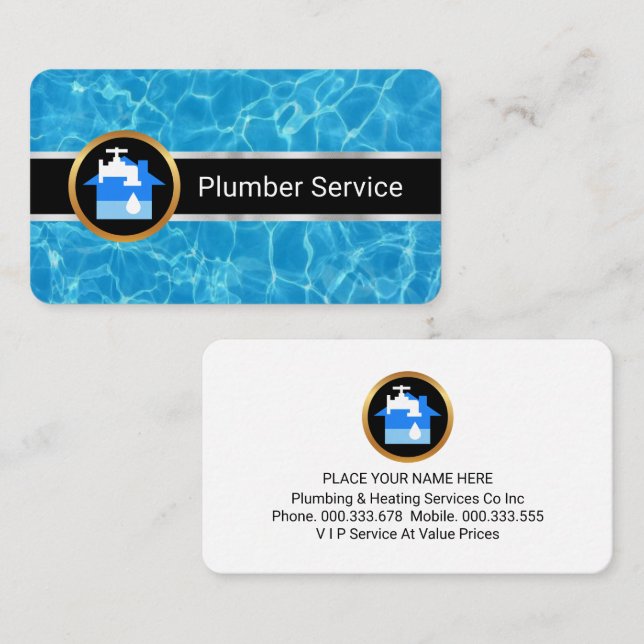 Water Surface Plumber Service Visitenkarte (Vorne/Hinten)
