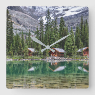 Water   Yoho National Park Canada Quadratische Wanduhr