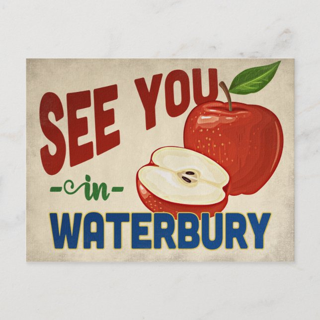 Waterbury Connecticut Apple - Vintage Travel Postkarte (Vorderseite)