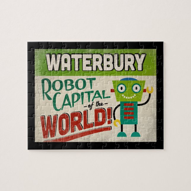Waterbury Connecticut Robot - Funny Vintag (Horizontal)