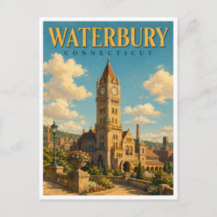 Waterbury Connecticut Uhrturm GeoSaga Postkarte