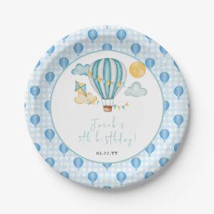 Watercolo Hot Air Ballon Kind 5. Geburtstagsparty Pappteller