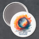 Watercolor 2026 Eclipse Keepsake Magnet<br><div class="desc">A colorful watercolor eclipse sits at the center with modern fonts. Warm orange and deep blue paint splashes give it an artistic space feel. A fun keepsake for anyone planning to watch the August 12, 2026 solar eclipse.</div>