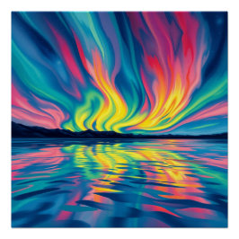 watercolor abstract aurora borealis poster