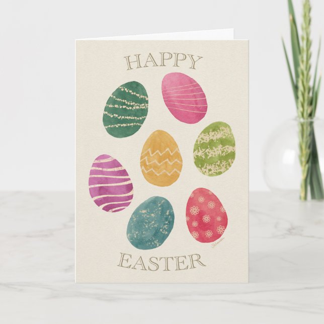 Watercolor Abstract Easter Egg Greeting Card Karte (Vorderseite)