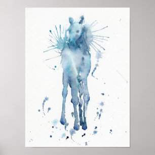 Watercolor-abstrakte Pferdefohlen-Malerei Poster