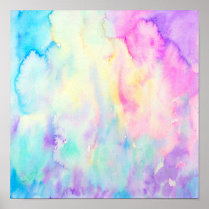 Watercolor-abstrakter blauer lila Landschaftsdruck Poster