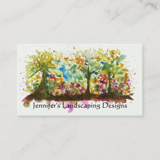 Watercolor-abstrakter Landschaftskunst-Baum-Wald Visitenkarte (Vorderseite)
