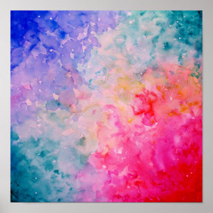 Watercolor-abstrakter Universum-Druck Poster