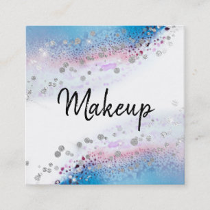 *~* Watercolor-abstraktes PastellGlitzer-Blau Quadratische Visitenkarte