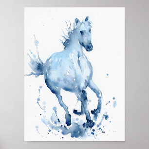 Watercolor-abstraktes Pferdegaloppierende Malerei Poster