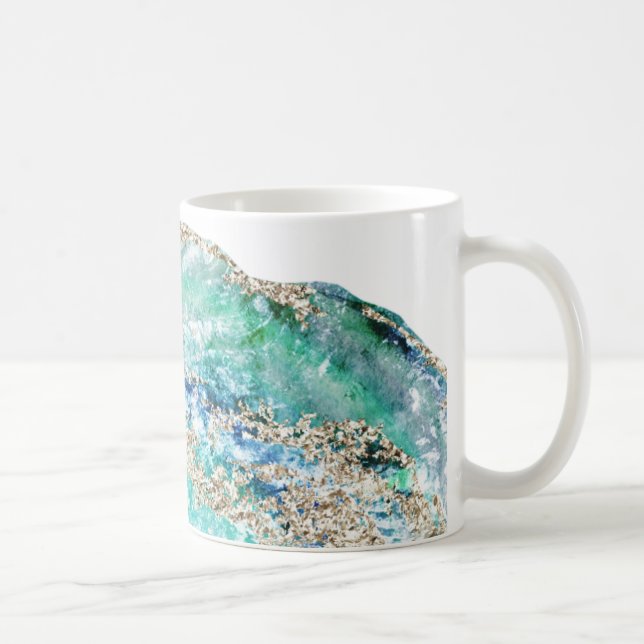 *~* Watercolor-Achat Geode Felsen-GoldGlitzer Kaffeetasse (Rechts)