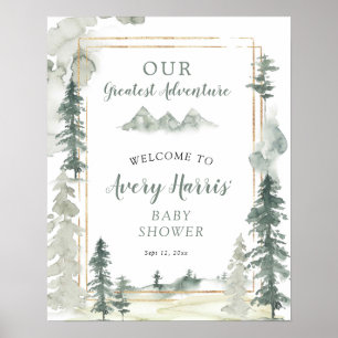 Watercolor Adventure Forest Pine Tree Affiche de b