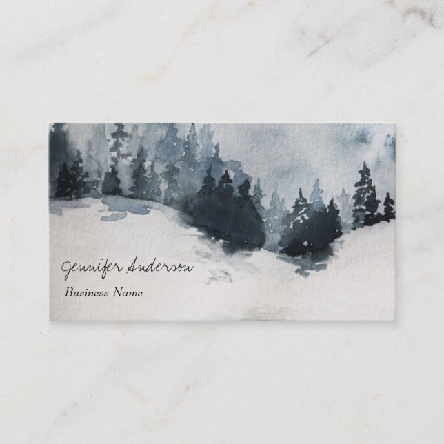 Watercolor Adventure Wald Winter Pine Foods Visitenkarte (Vorderseite)