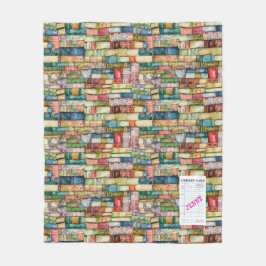 Watercolor Aesthetic Stacked Books Fleecedecke