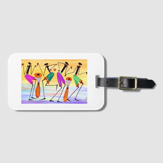 Watercolor, African Art Expressing Happiness  Gepäckanhänger (Vorderseite (Horizontal))
