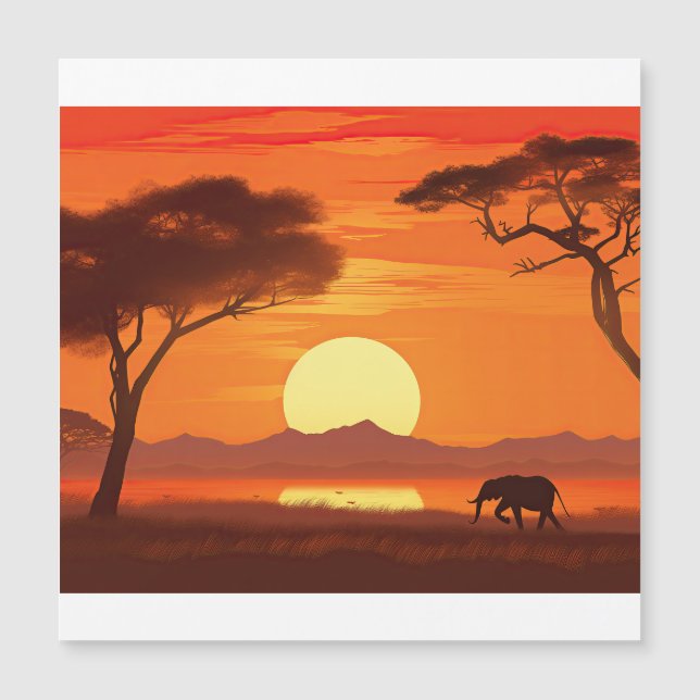 Watercolor African Safari Magnetkarte (Vorderseite)