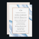 Watercolor Agate Slice Wedding Einladung | Blau<br><div class="desc">Elegante Einladungen für Hochzeiten,  mit einem goldenen Rahmen für Imitate und einem Aquarelldesign in Blau.</div>
