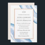 Watercolor Agate Slice Wedding Einladung | Blau<br><div class="desc">Elegante Einladungen für Hochzeiten,  mit einem goldenen Rahmen für Imitate und einem Aquarelldesign in Blau.</div>