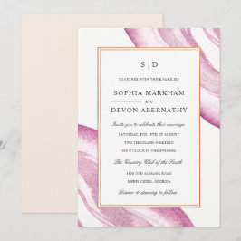Watercolor Agate Slice Wedding Einladung | Mauve P