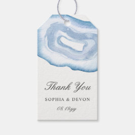 Watercolor Agate Wedding Gift Tags | Blau Geschenkanhänger