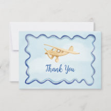 Watercolor Airplane Baby Vielen Dank Karten