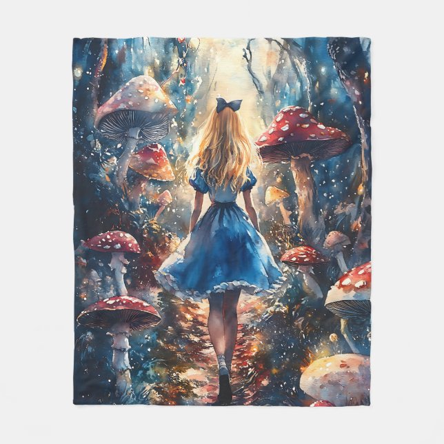 Watercolor Alice in Wonderland Fleecedecke (Vorderseite)