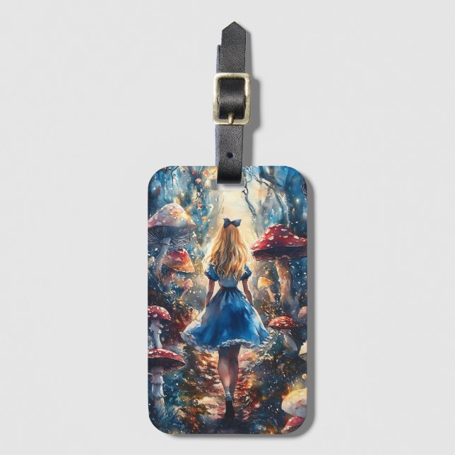 Watercolor Alice in Wonderland Gepäckanhänger (Vorderseite Vertikal)