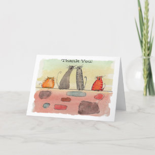 Watercolor Alley Cats Carte de remerciements