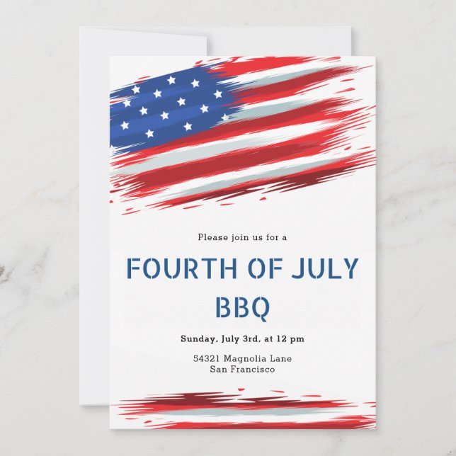 Watercolor American Flag 4. Juli Einladungen (Vorderseite)