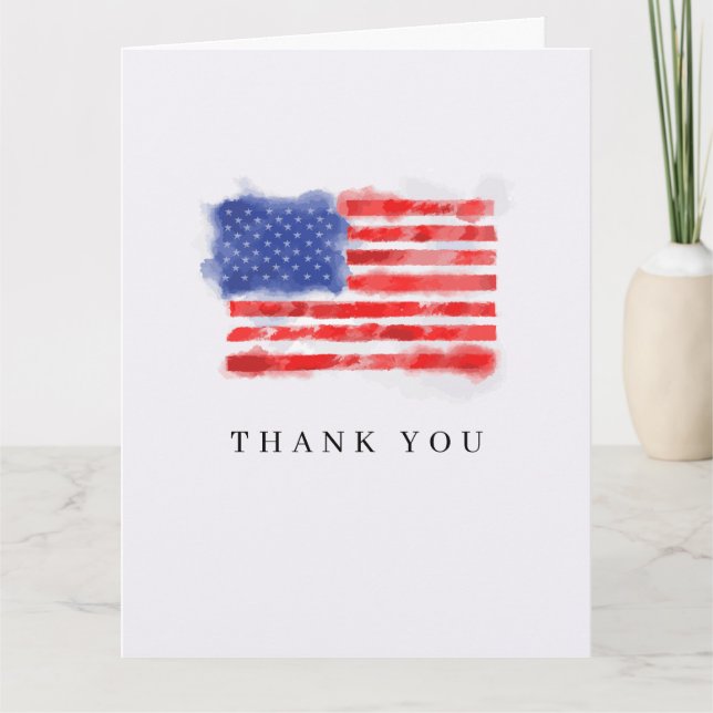 Watercolor American Flag Vielen Dank Karten (Vorderseite)