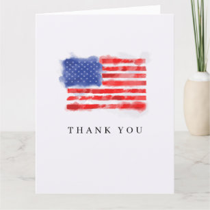 Watercolor American Flag Vielen Dank Karten